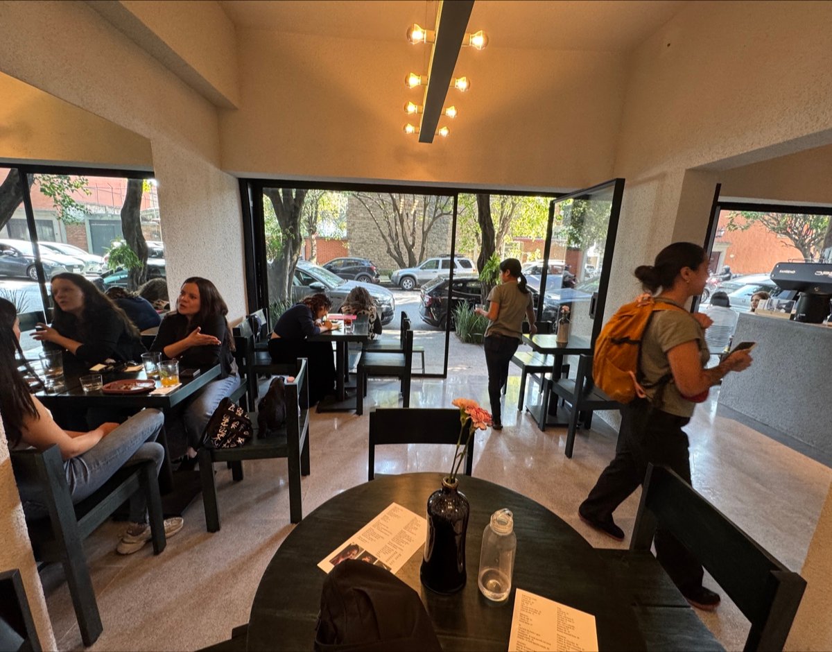 Interior of Cafeología, specialty coffee shop in Mexico City