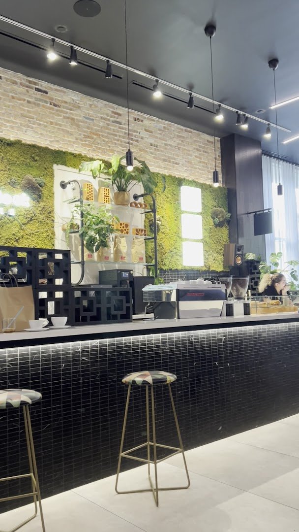 Interior of Breezeblock Coffee, specialty coffee shop in Miami