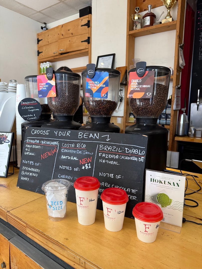 Interior of Fahrenheit Coffee, specialty coffee shop in Toronto