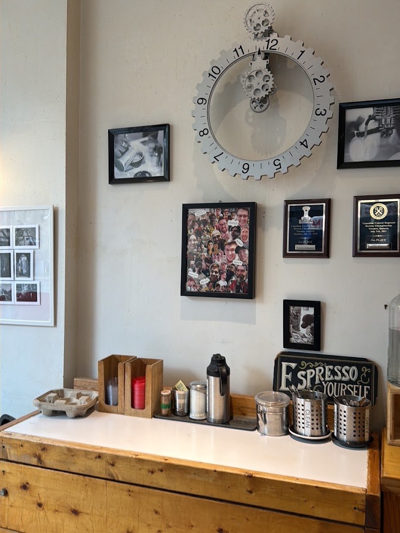 Interior of Fahrenheit Coffee, specialty coffee shop in Toronto