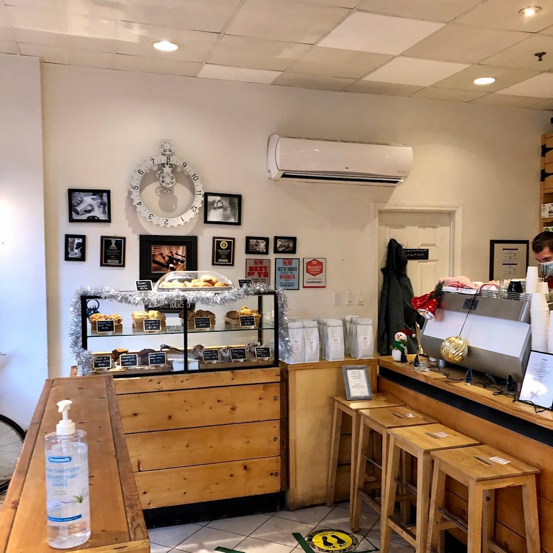 Interior of Fahrenheit Coffee, specialty coffee shop in Toronto
