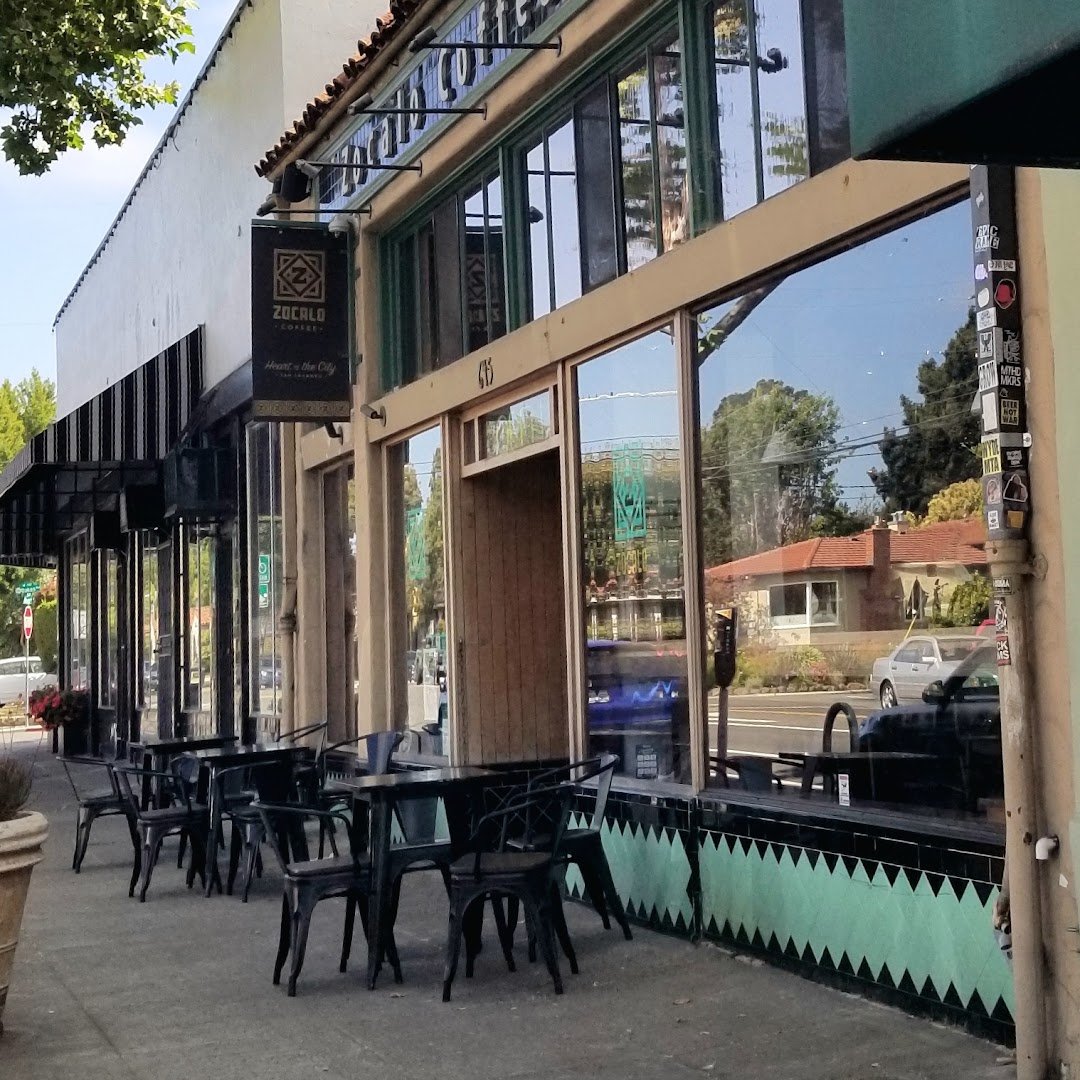 Storefront of Zocalo Coffeehouse, specialty coffee shop in Oakland