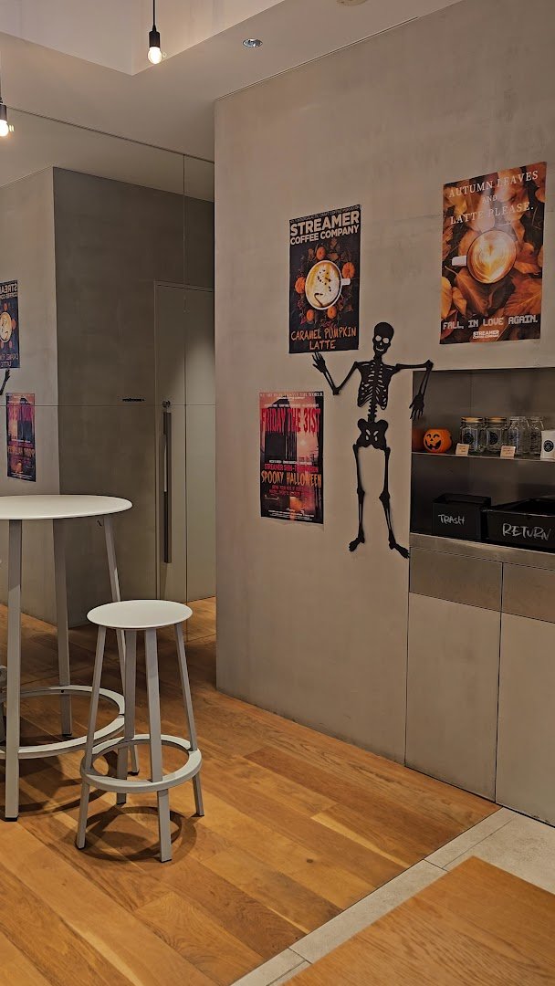 Interior of Streamer Coffee Company Shintora, specialty coffee shop in Tokyo