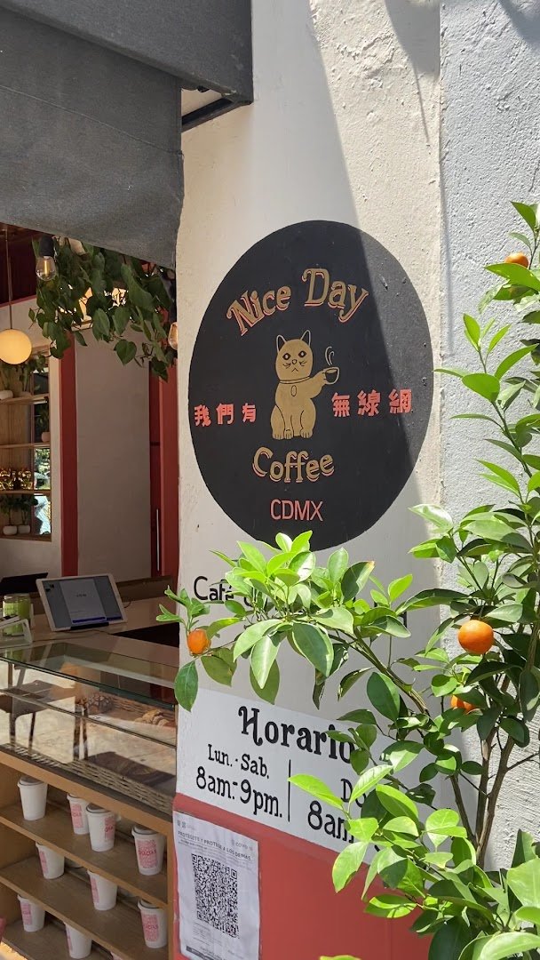 Signage at Nice Day Coffee, specialty coffee shop in Mexico City