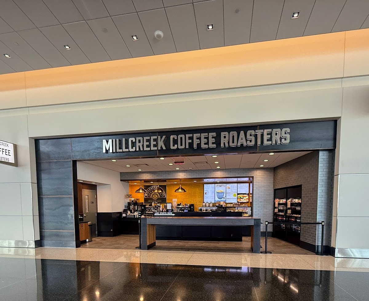 Storefront of Millcreek Coffee Roasters, specialty coffee shop in Salt Lake City