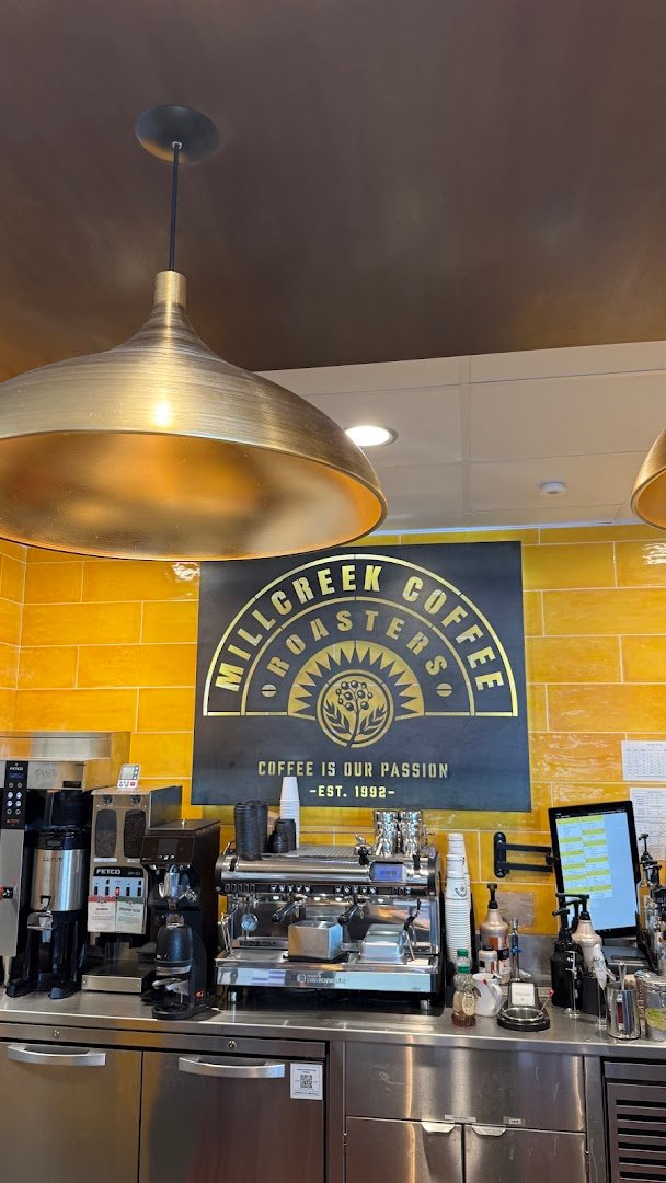 Interior of Millcreek Coffee Roasters, specialty coffee shop in Salt Lake City