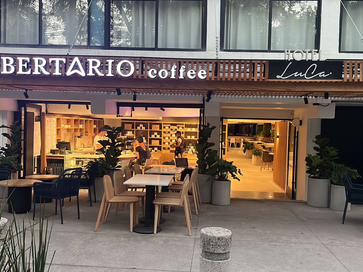 Storefront of Libertario Coffee Roasters - Roma Norte, specialty coffee shop in Mexico City