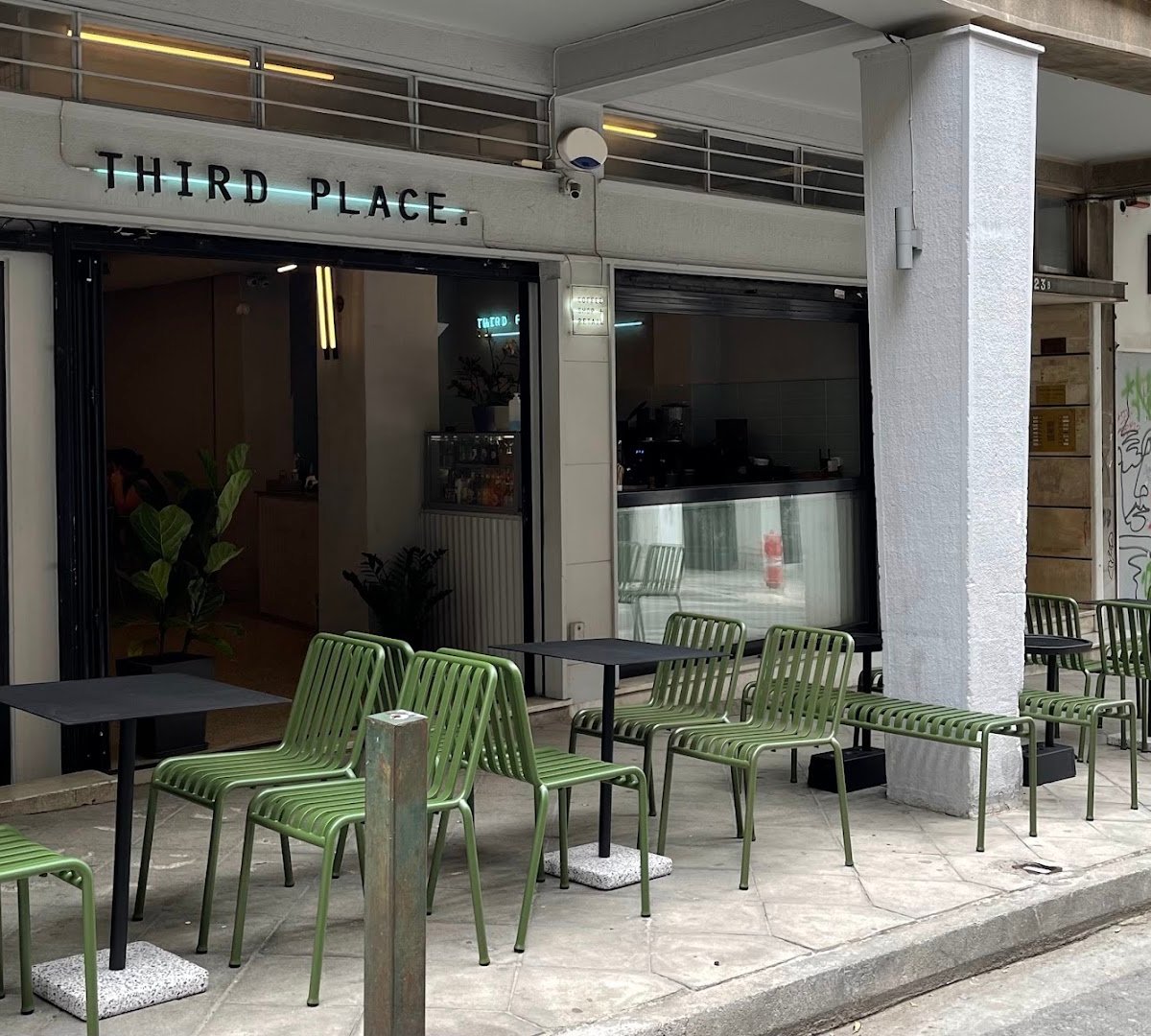 Storefront of THIRD PLACE, specialty coffee shop in Athens