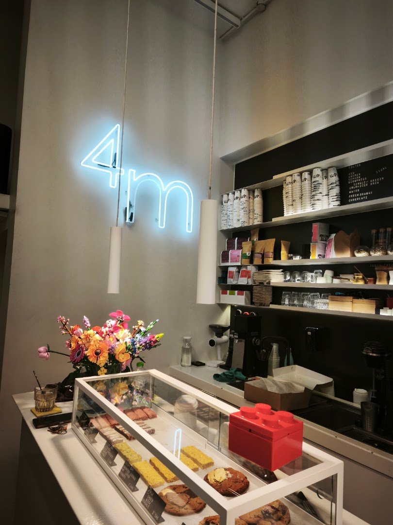 Interior of Rule of 4m, specialty coffee shop in Athens