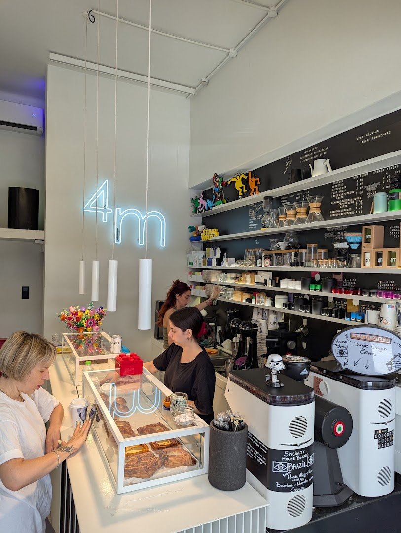 Interior of Rule of 4m, specialty coffee shop in Athens