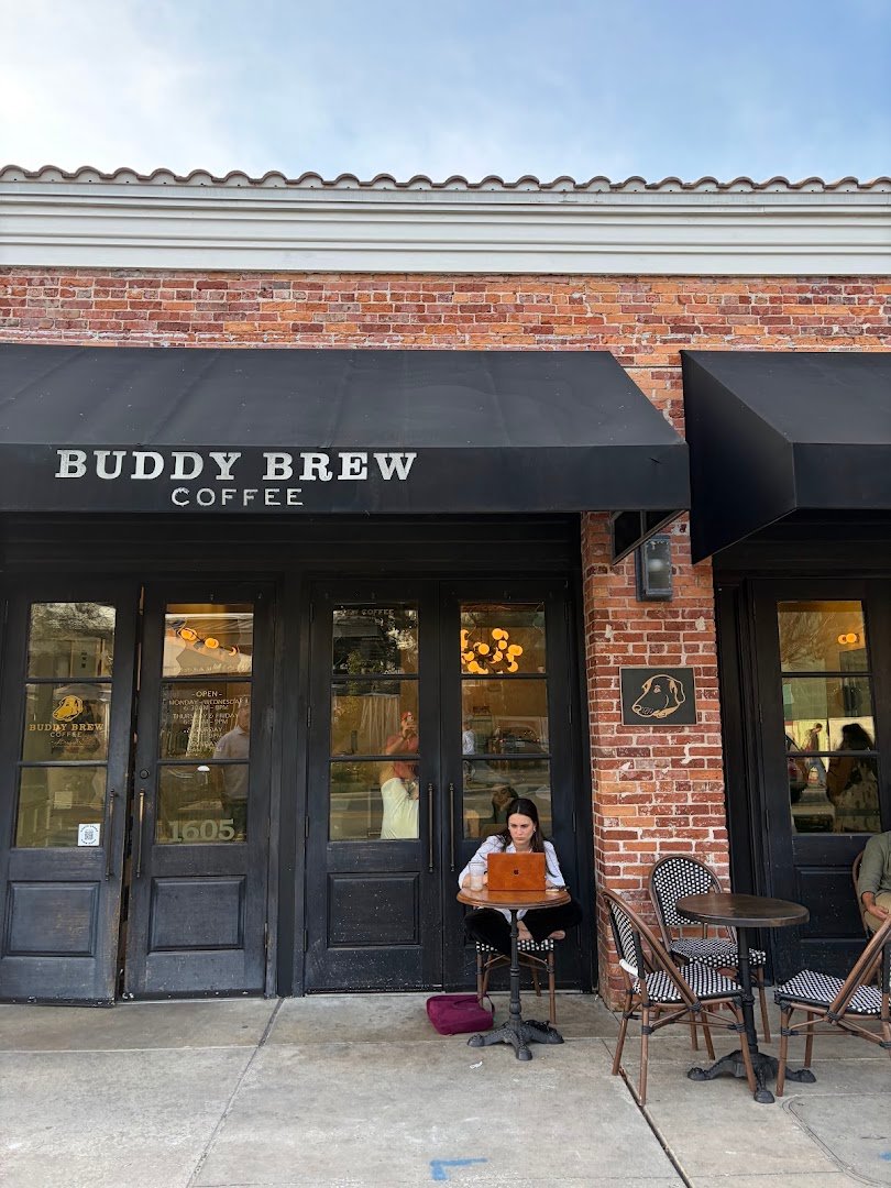 Storefront of Buddy Brew Coffee, specialty coffee shop in Tampa-St. Petersburg