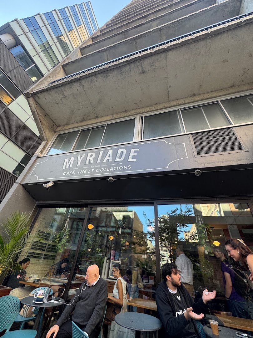 Storefront of Cafe Myriade, specialty coffee shop in Montreal