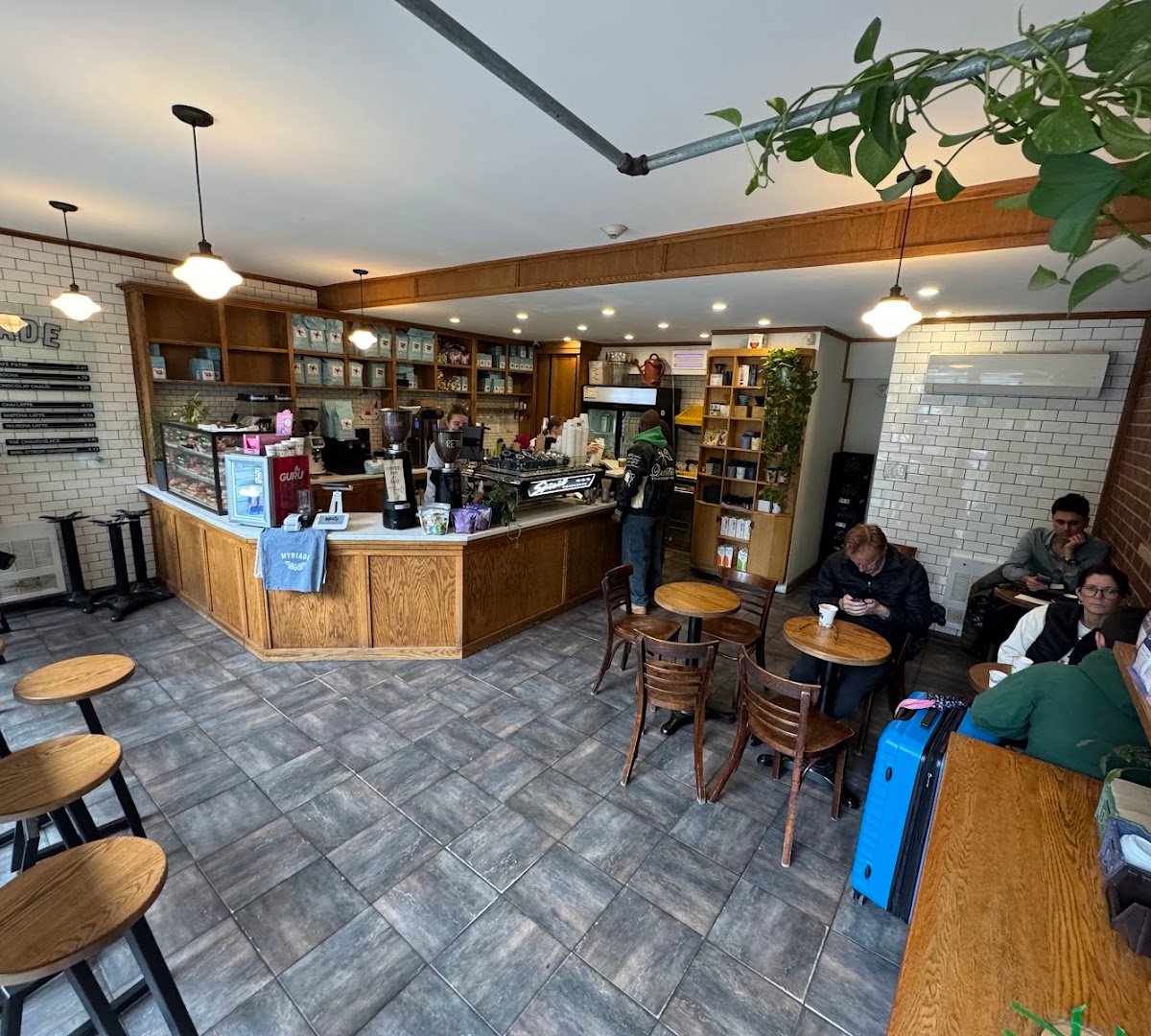 Interior of Cafe Myriade, specialty coffee shop in Montreal