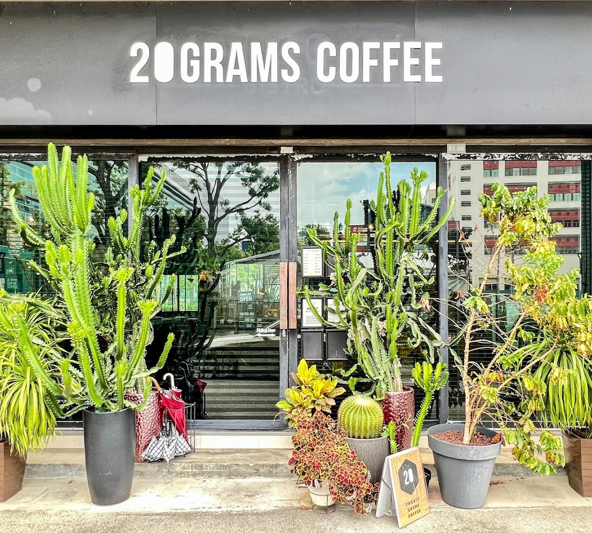 Storefront of 20grams Coffee Roastery, specialty coffee shop in Singapore