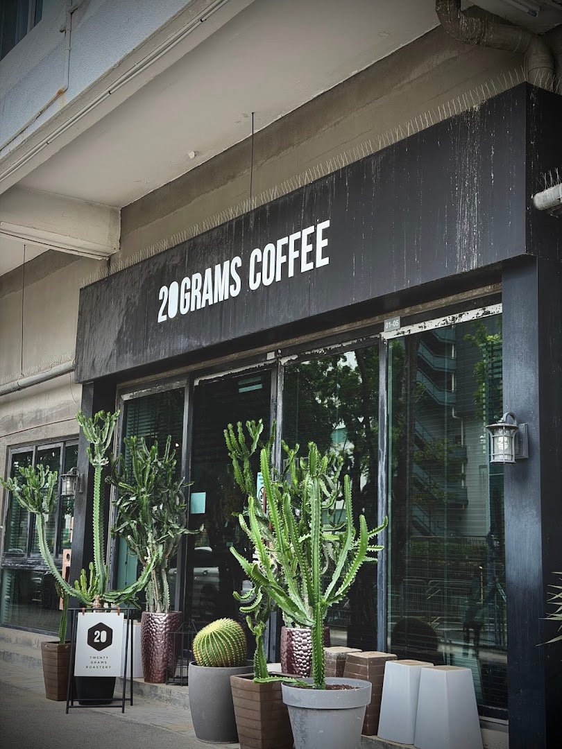 Storefront of 20grams Coffee Roastery, specialty coffee shop in Singapore