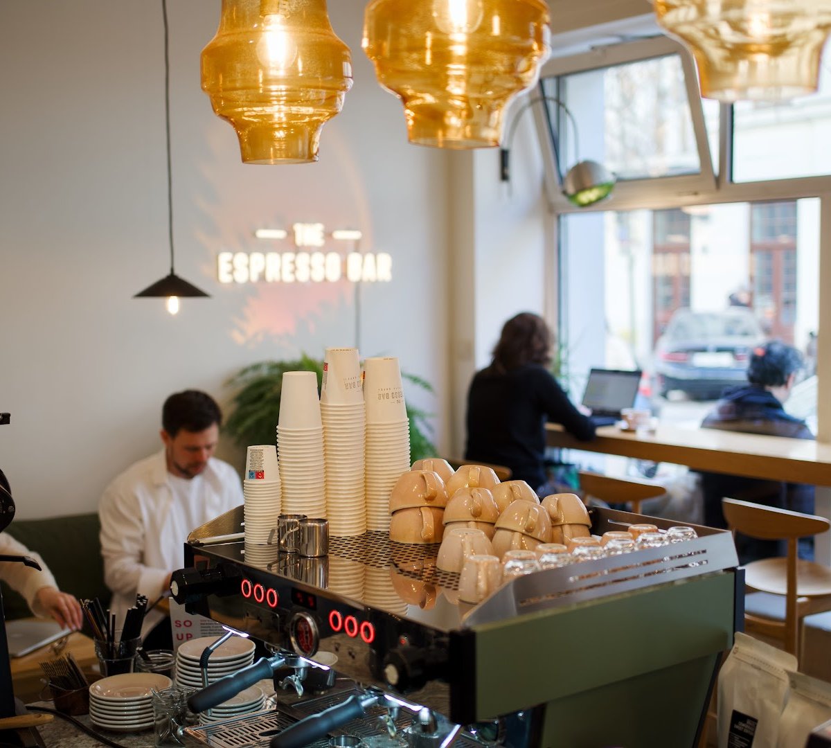 Interior of The Espresso Bar, specialty coffee shop in Warsaw