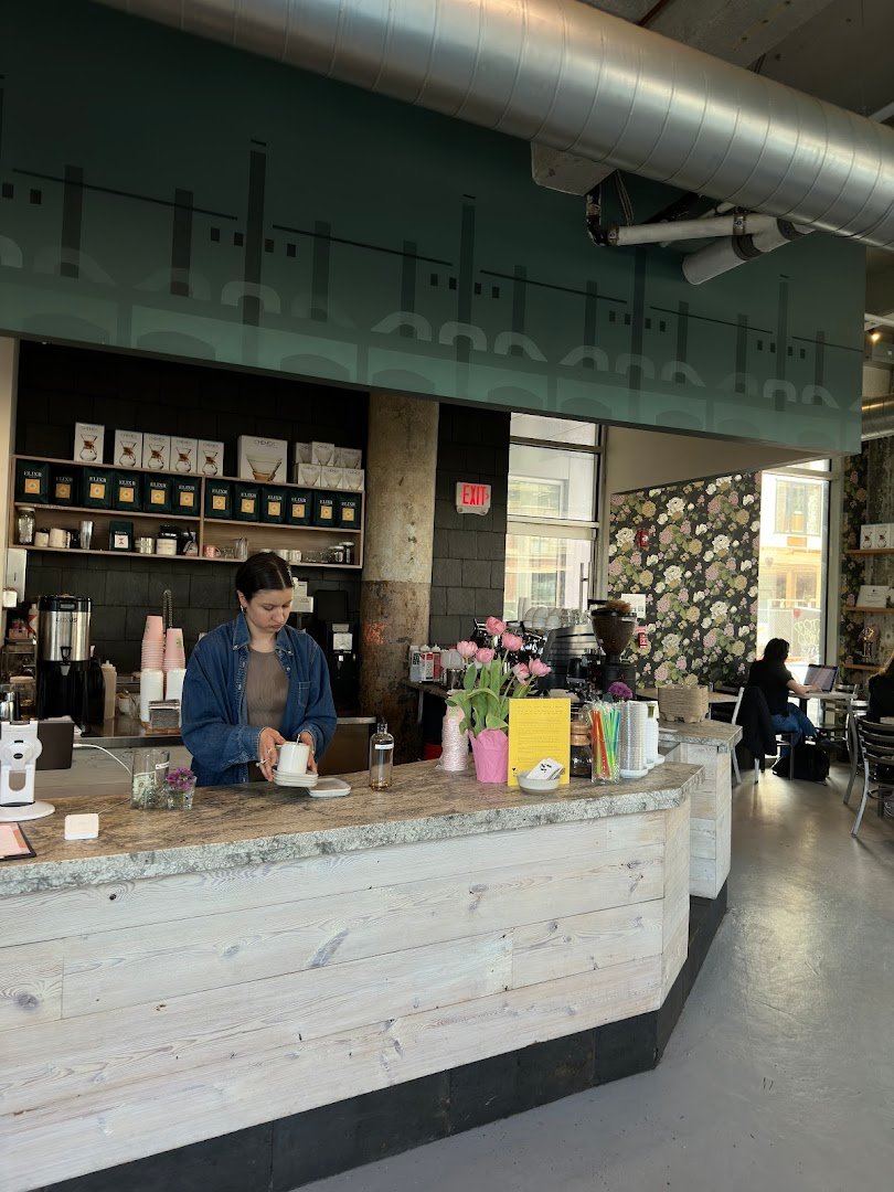 Interior of Elixr Coffee Roasters, specialty coffee shop in Philadelphia