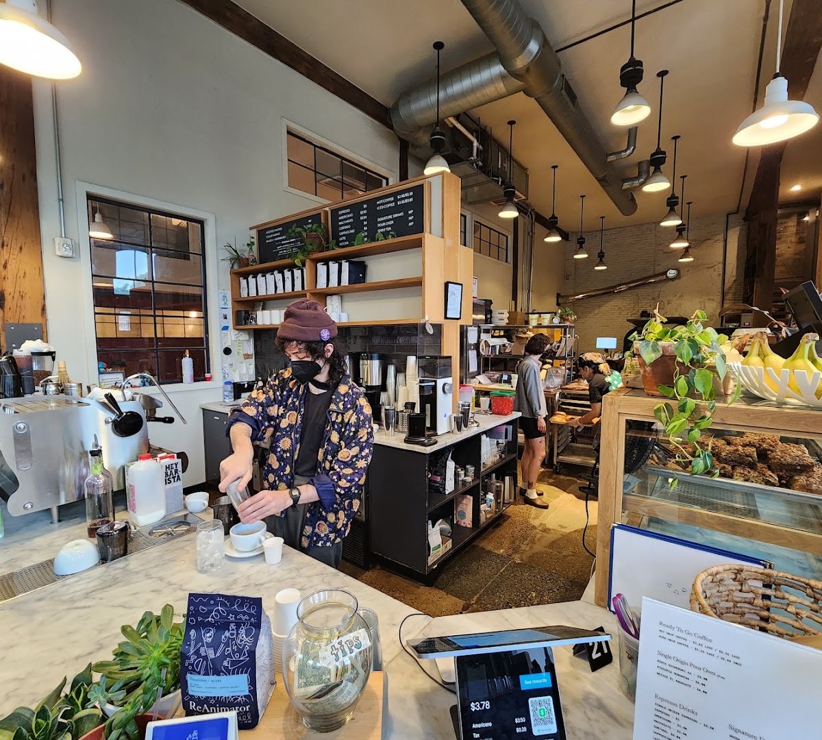 Interior of ReAnimator Coffee, specialty coffee shop in Philadelphia