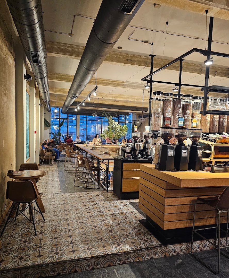 Interior of Kafeterija Magazin 1907, specialty coffee shop in Belgrade