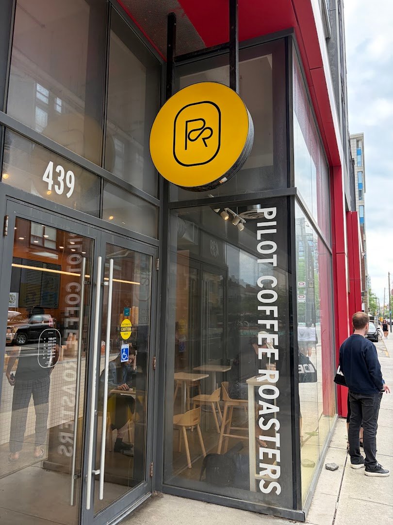 Storefront of Pilot Coffee Roasters, specialty coffee shop in Toronto