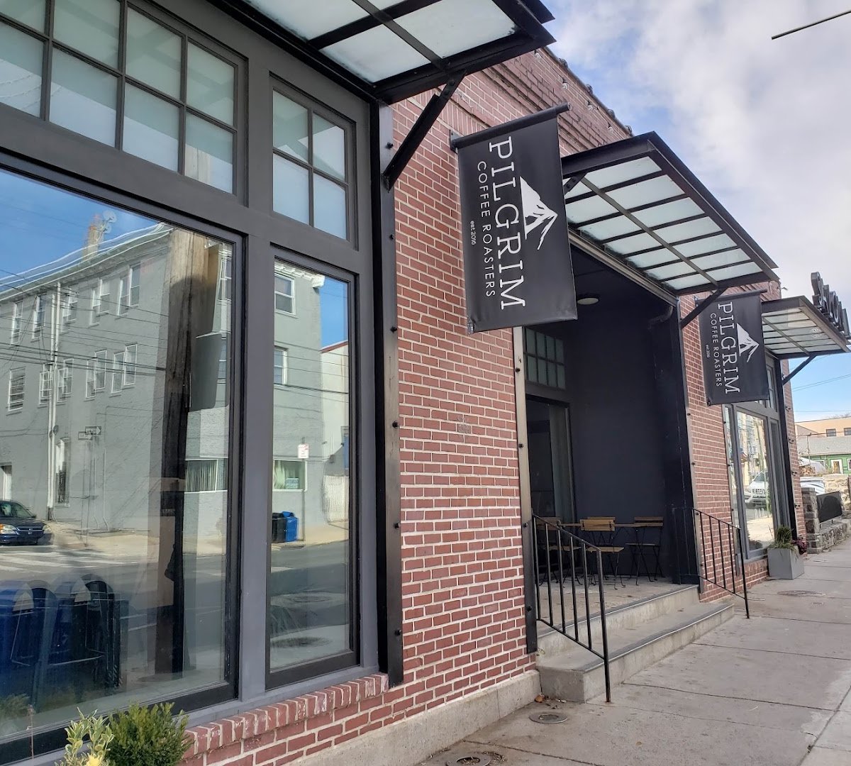 Storefront of Pilgrim Roasters, specialty coffee shop in Philadelphia