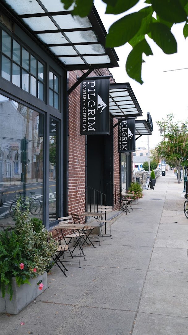 Storefront of Pilgrim Roasters, specialty coffee shop in Philadelphia