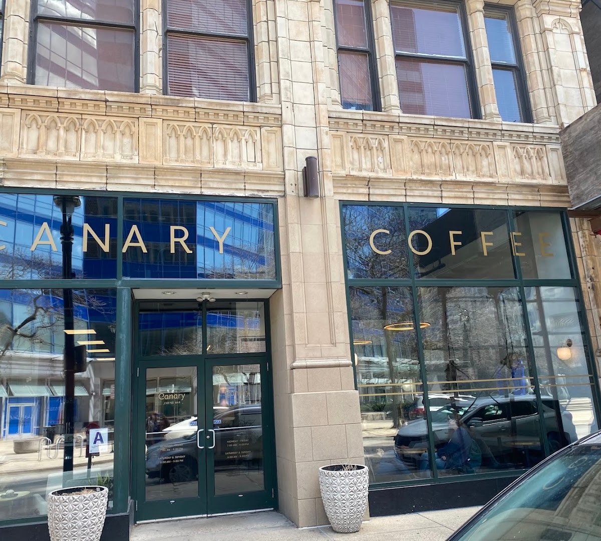 Storefront of Canary Coffee Bar, specialty coffee shop in Milwaukee