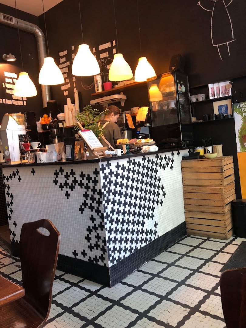 Interior of Filtry Cafe, specialty coffee shop in Warsaw
