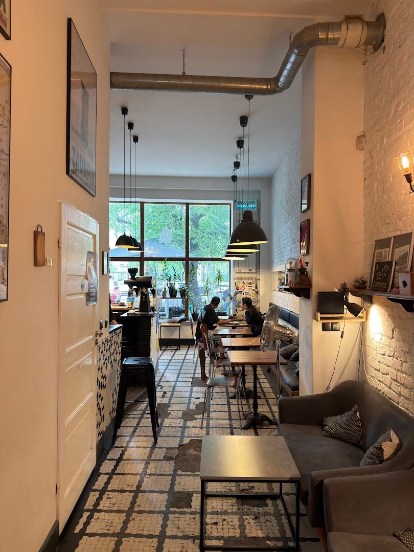 Interior of Filtry Cafe, specialty coffee shop in Warsaw