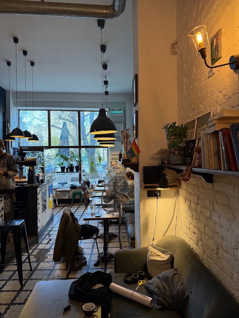 Interior of Filtry Cafe, specialty coffee shop in Warsaw