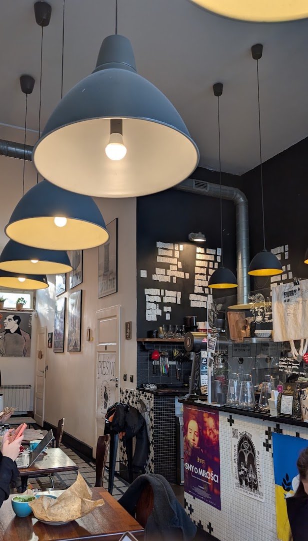 Interior of Filtry Cafe, specialty coffee shop in Warsaw