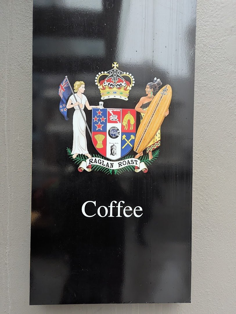 Signage at Raglan Roast Coffee, specialty coffee shop in Wellington