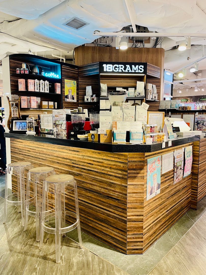 Interior of 18 Grams, specialty coffee shop in Hong Kong