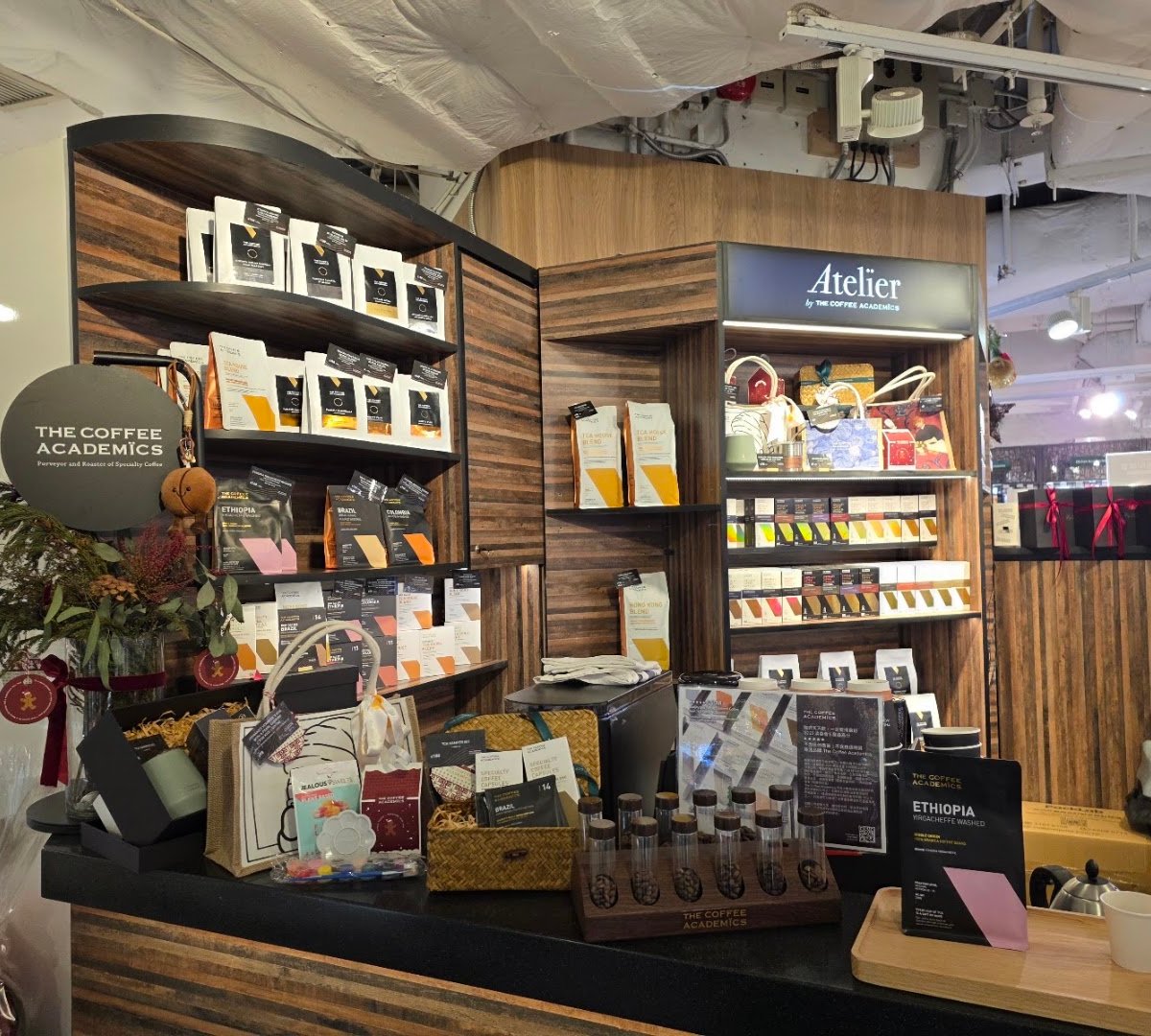 Interior of 18 Grams, specialty coffee shop in Hong Kong