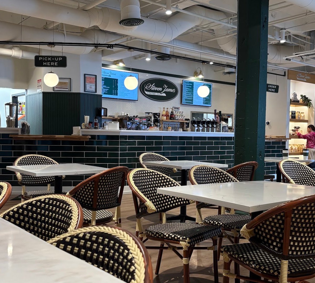 Interior of Steven James Coffee Co, specialty coffee shop in Rochester