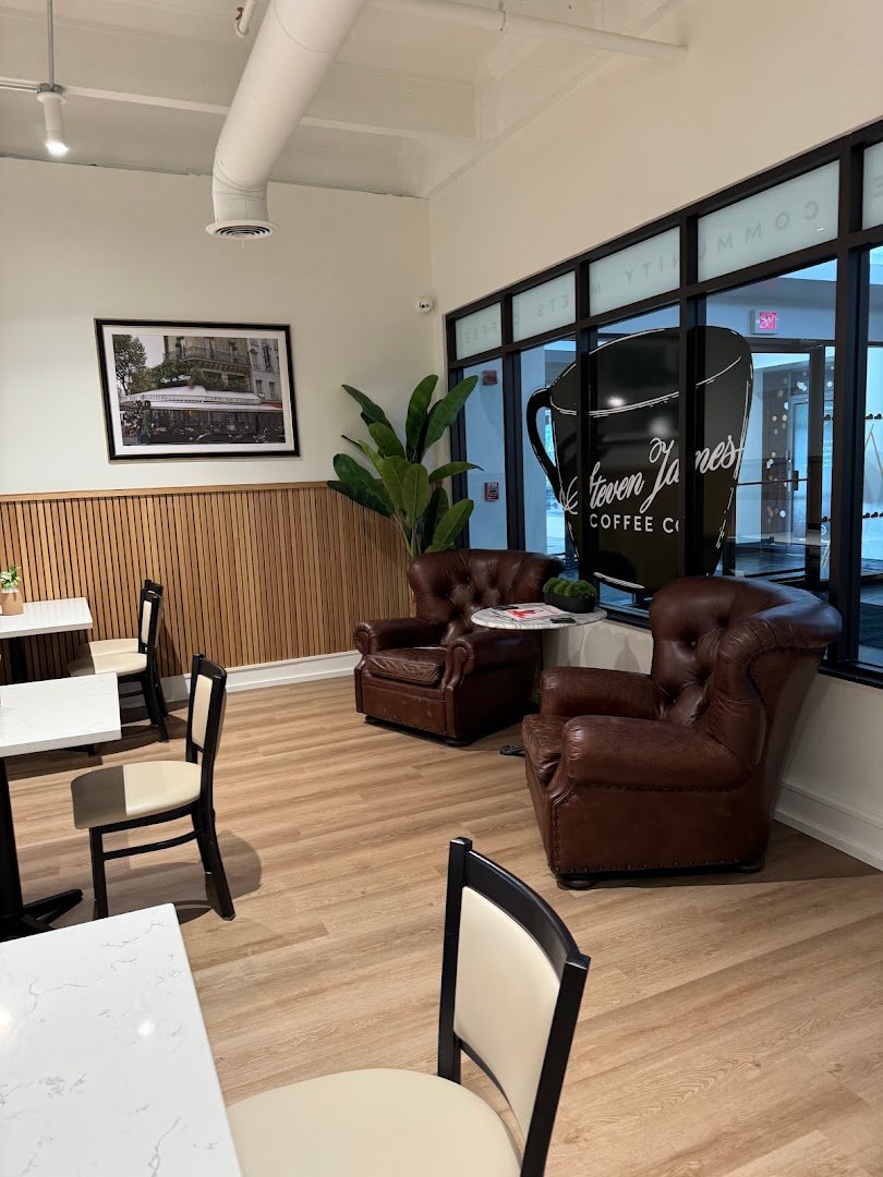 Interior of Steven James Coffee Co, specialty coffee shop in Rochester
