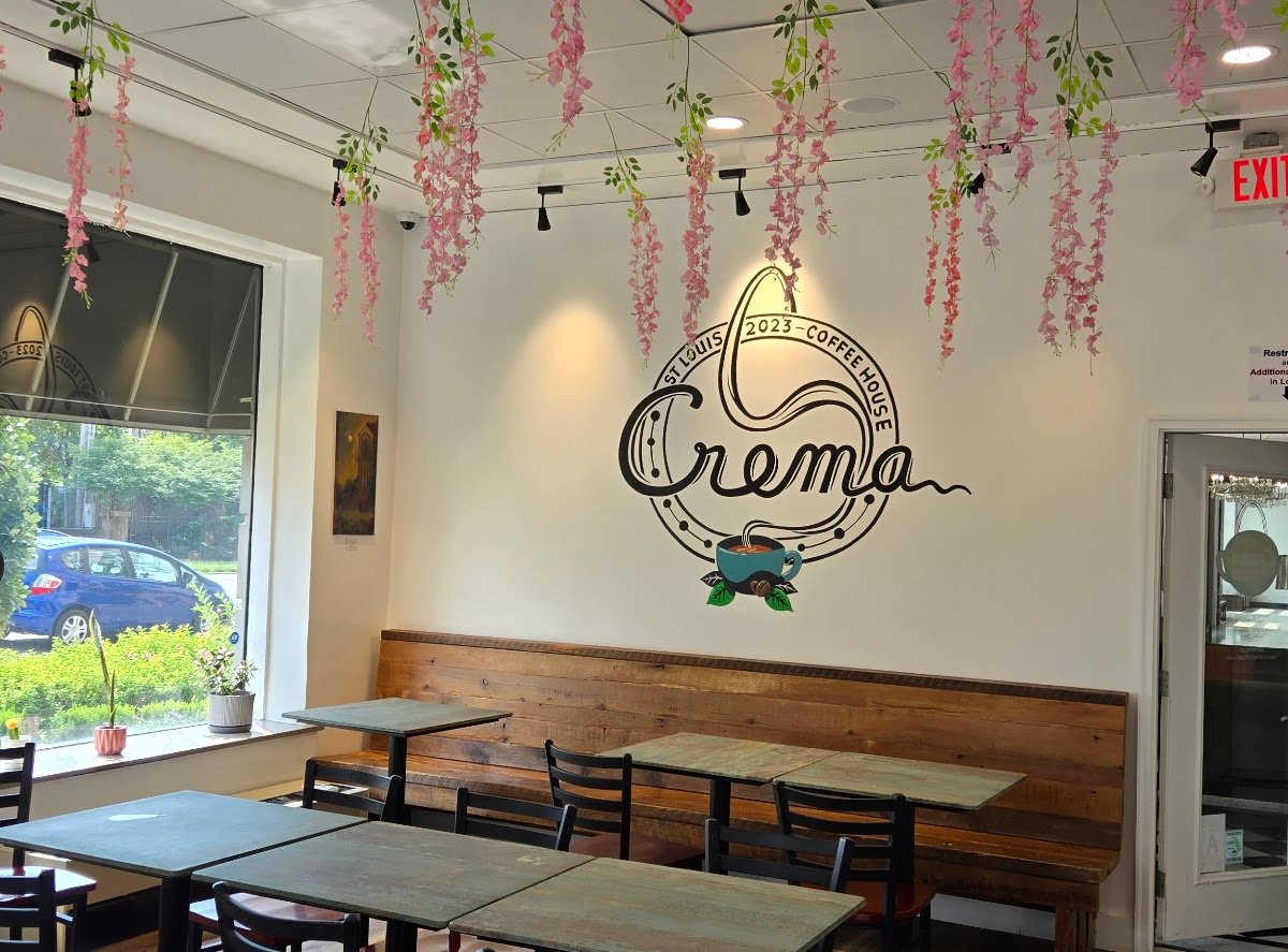 Interior of Crema Coffeehouse, specialty coffee shop in St. Louis