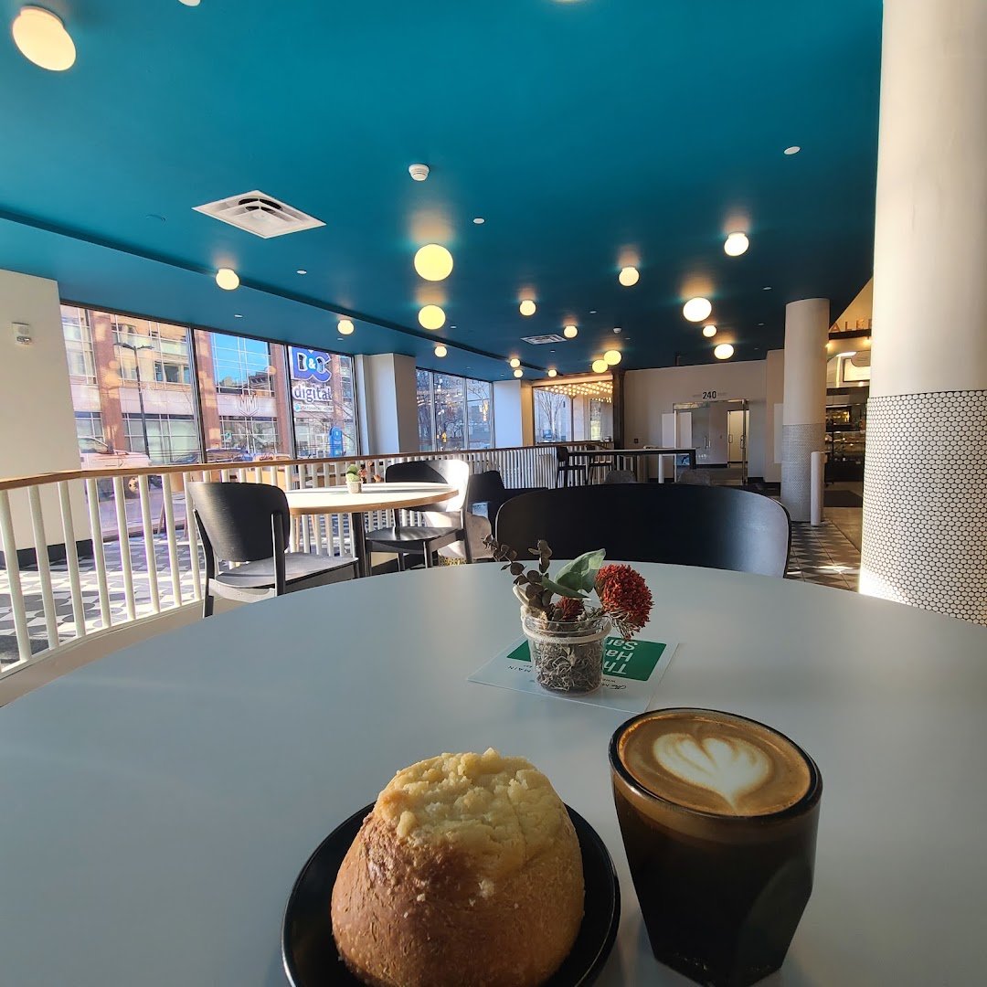 Interior of RoCoCo Cafe, specialty coffee shop in Rochester