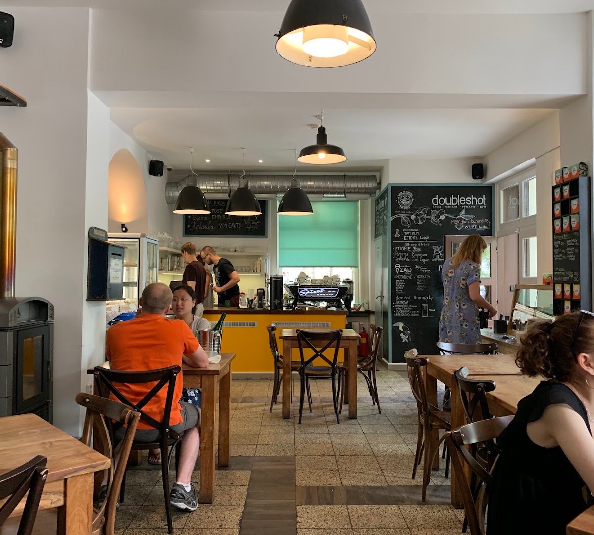 Interior of Můj šálek kávy, specialty coffee shop in Prague