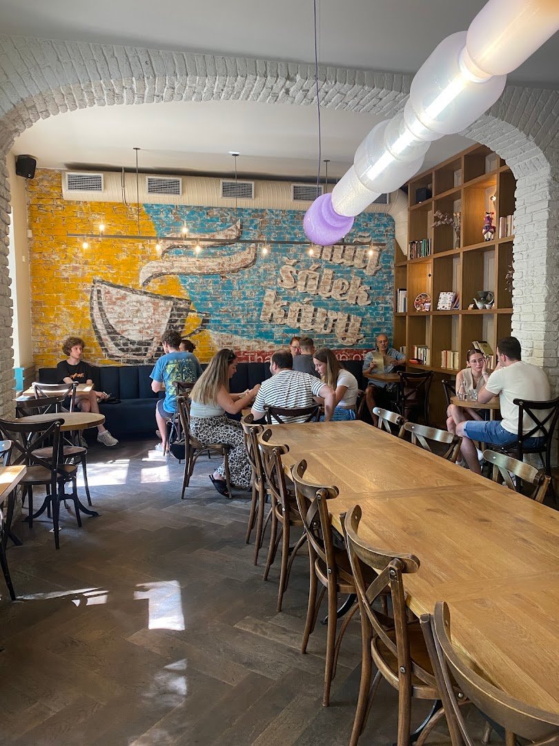 Interior of Můj šálek kávy, specialty coffee shop in Prague