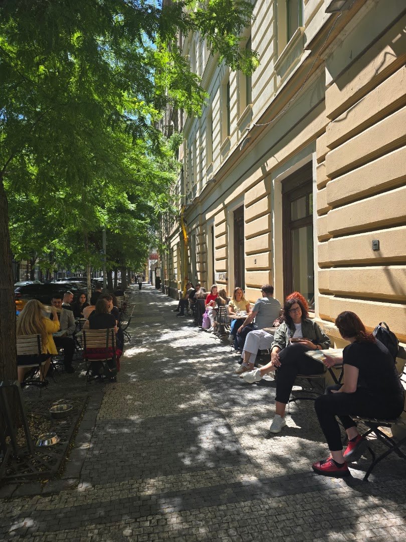 Storefront of Můj šálek kávy, specialty coffee shop in Prague