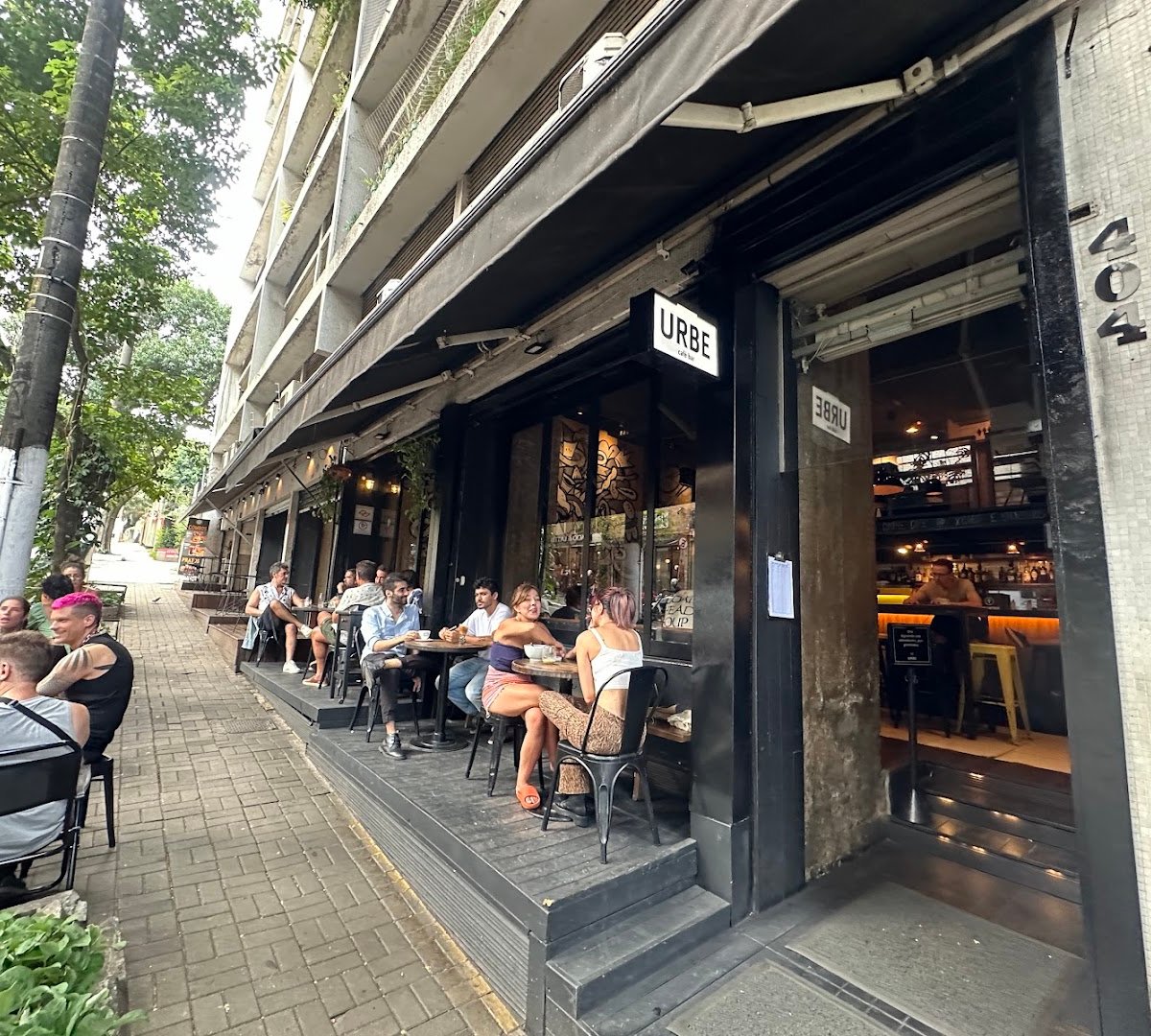 Storefront of Urbe Cafe Bar, specialty coffee shop in São Paulo