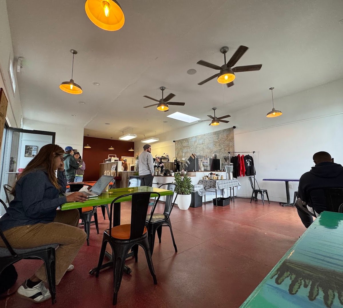 Interior of Cafe Santana Roasting Company, specialty coffee shop in Oakland