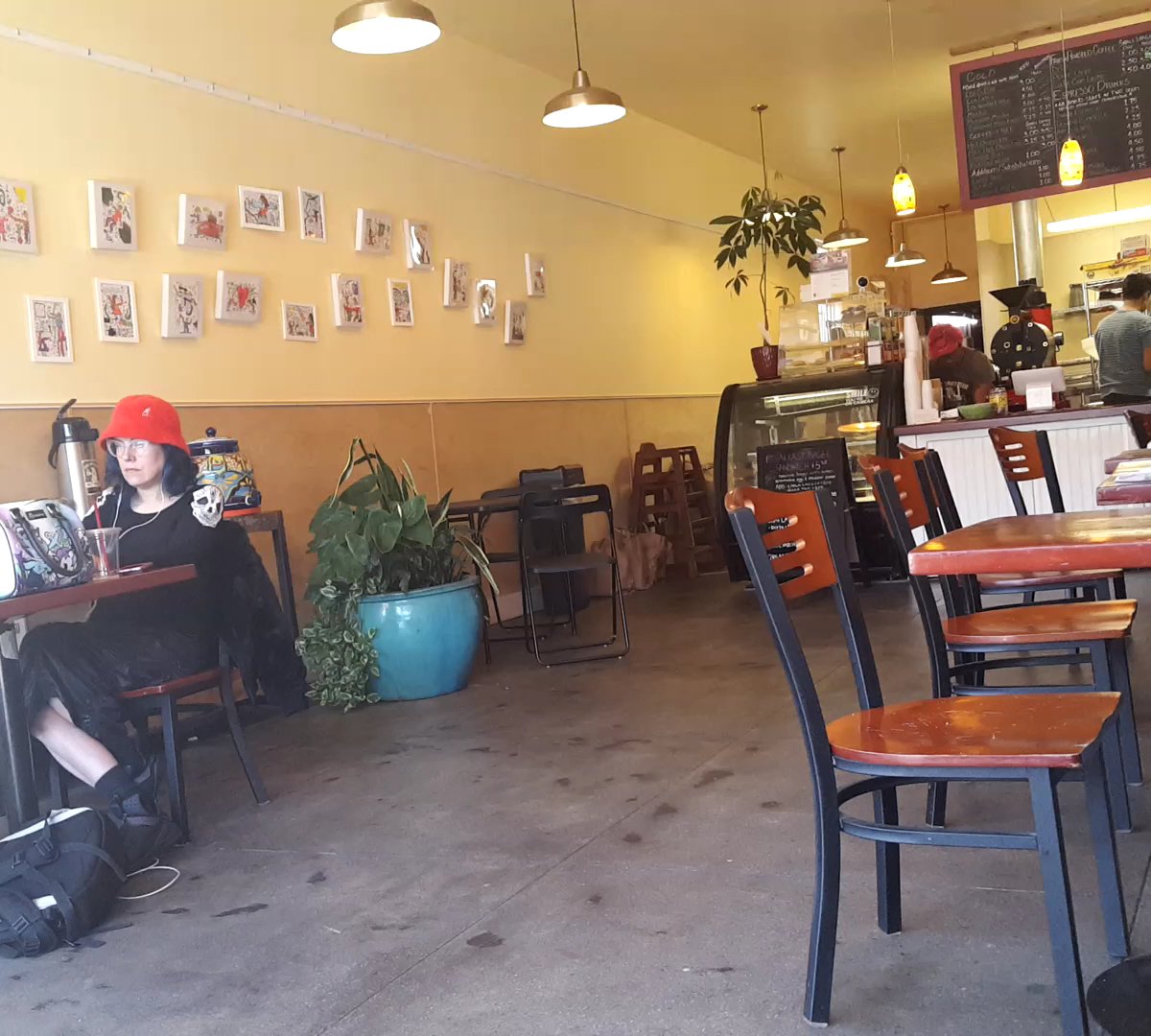 Interior of Cafe Santana Roasting Company, specialty coffee shop in Oakland
