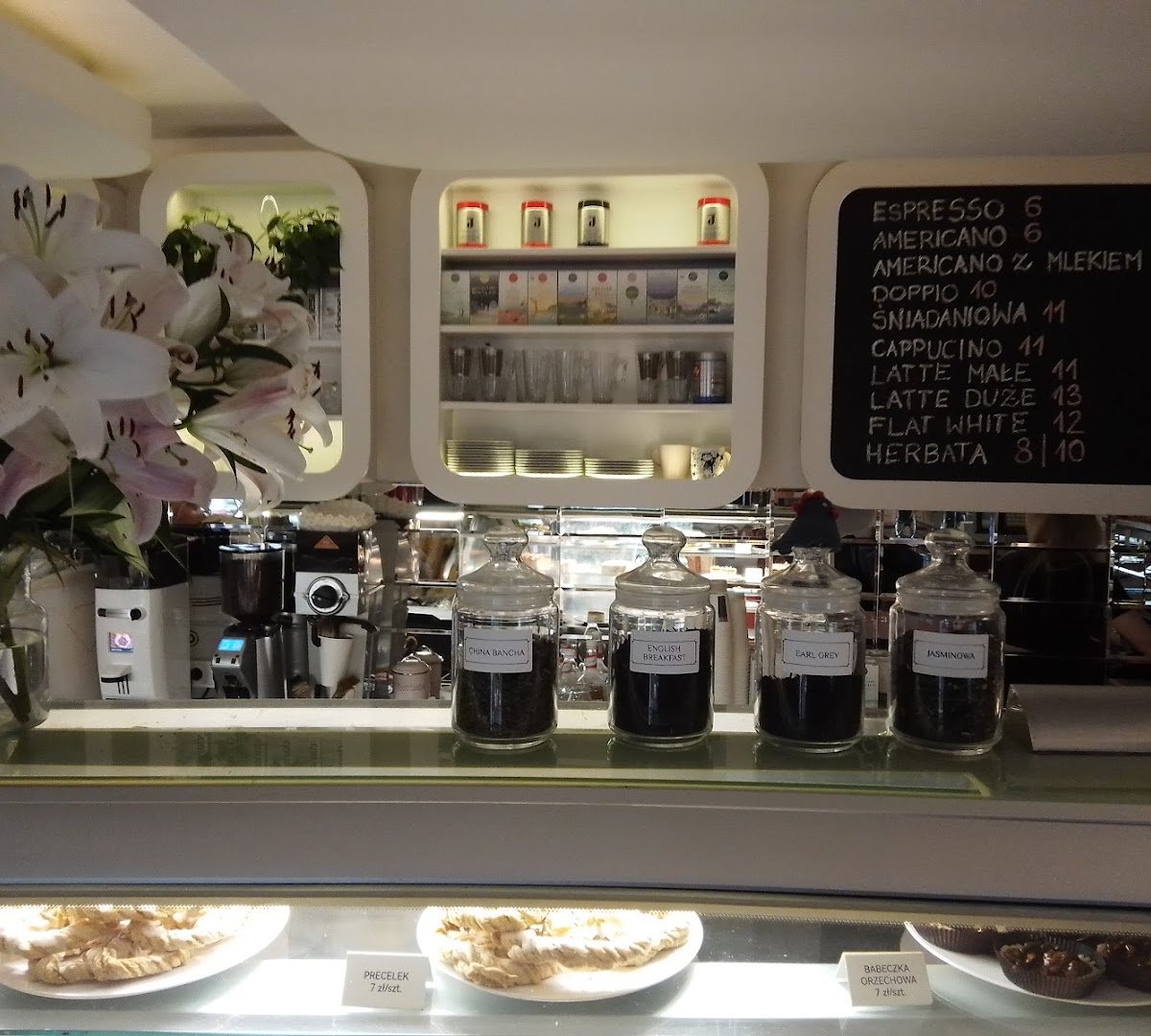 Interior of Irena Cafe Bistro, specialty coffee shop in Warsaw