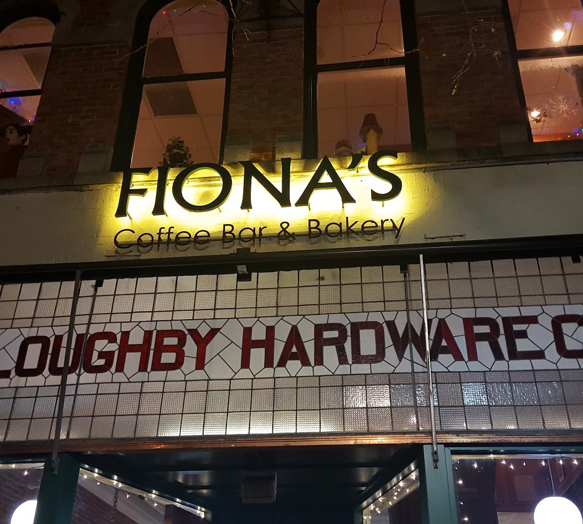 Storefront of Fiona's Coffee Bar & Bakery, specialty coffee shop in Cleveland