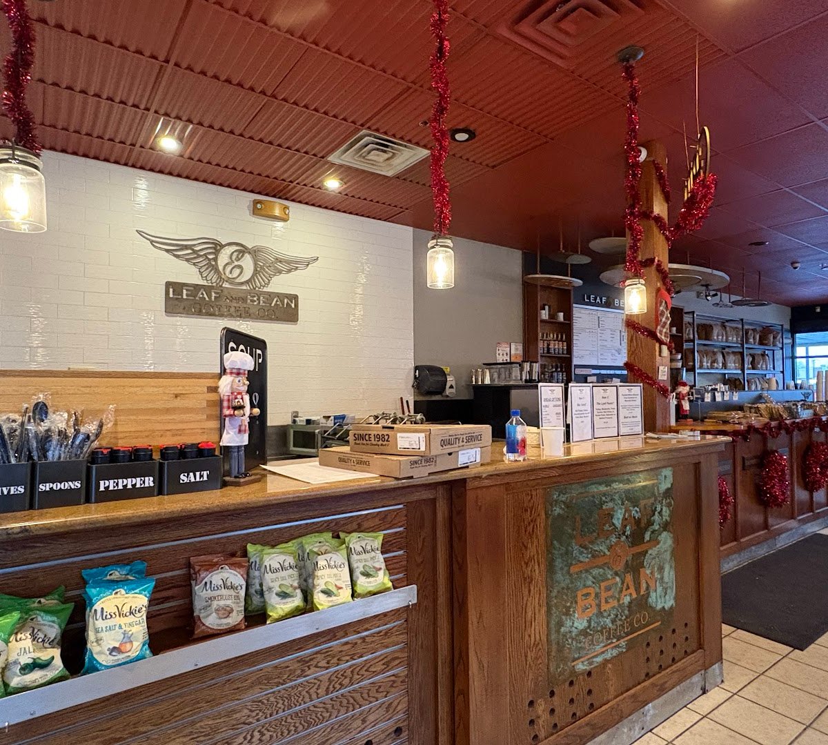 Interior of Leaf & Bean Coffee Co, specialty coffee shop in Rochester