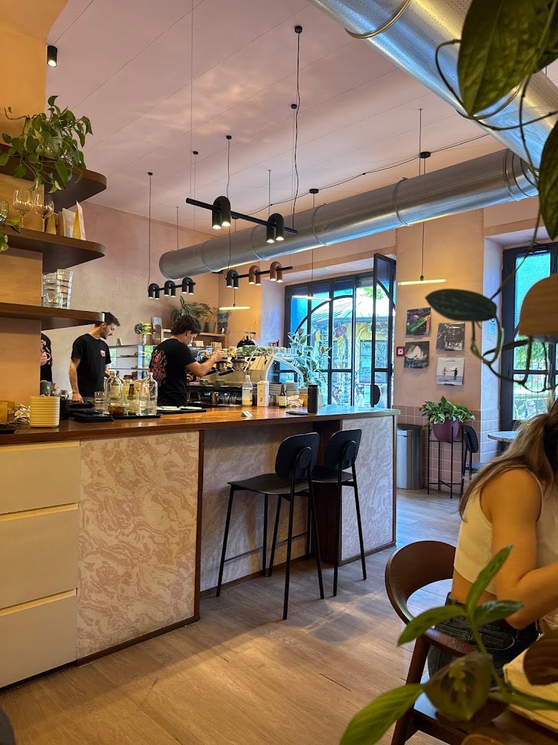 Interior of NOWHERE - CAFE, specialty coffee shop in Milan