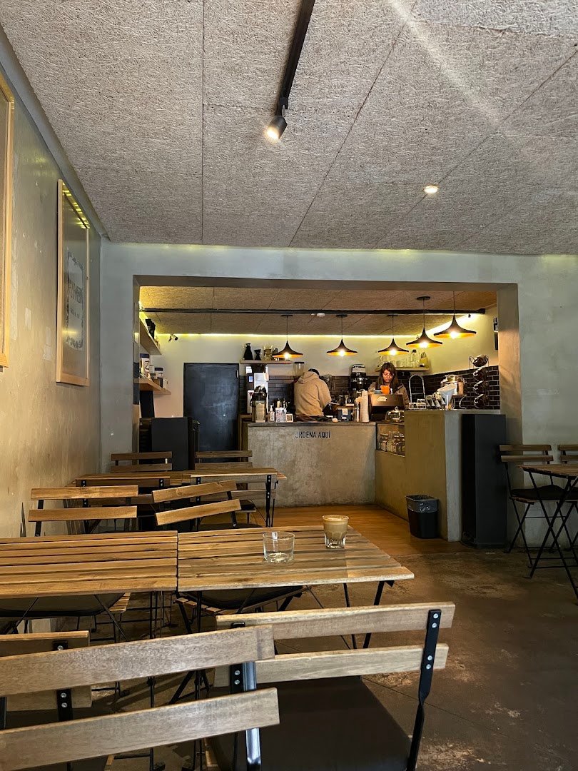 Interior of Almanegra Café, specialty coffee shop in Mexico City