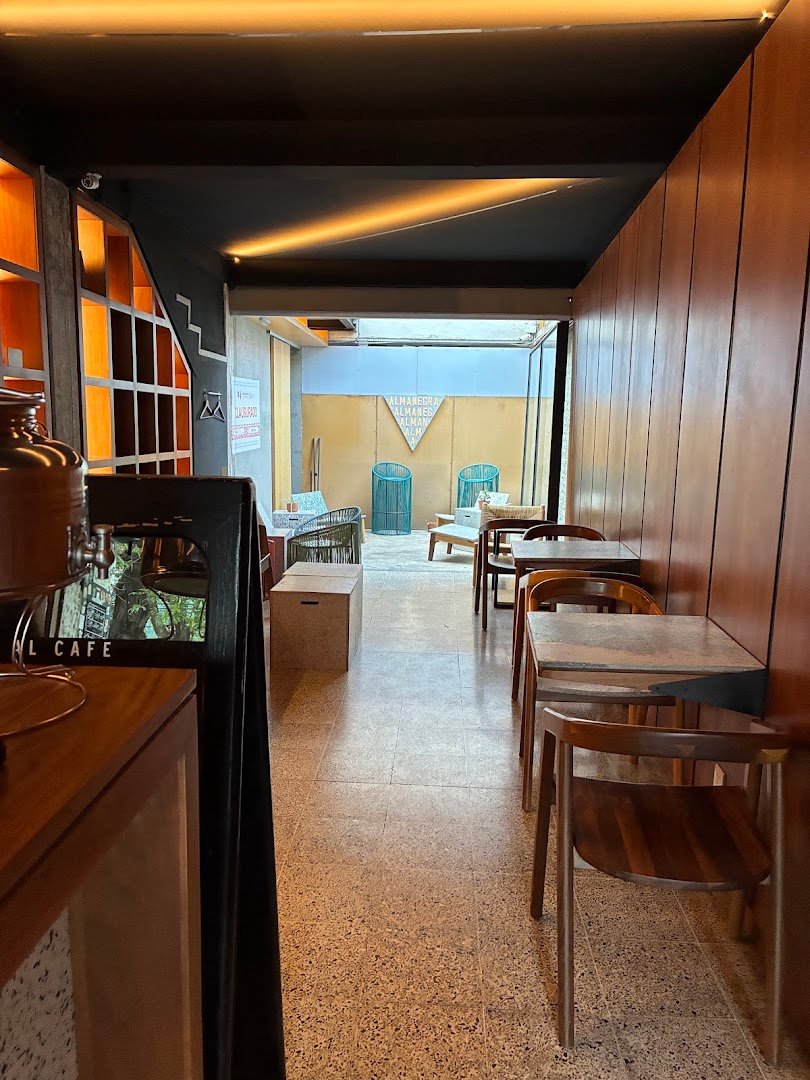 Interior of Almanegra Café, specialty coffee shop in Mexico City